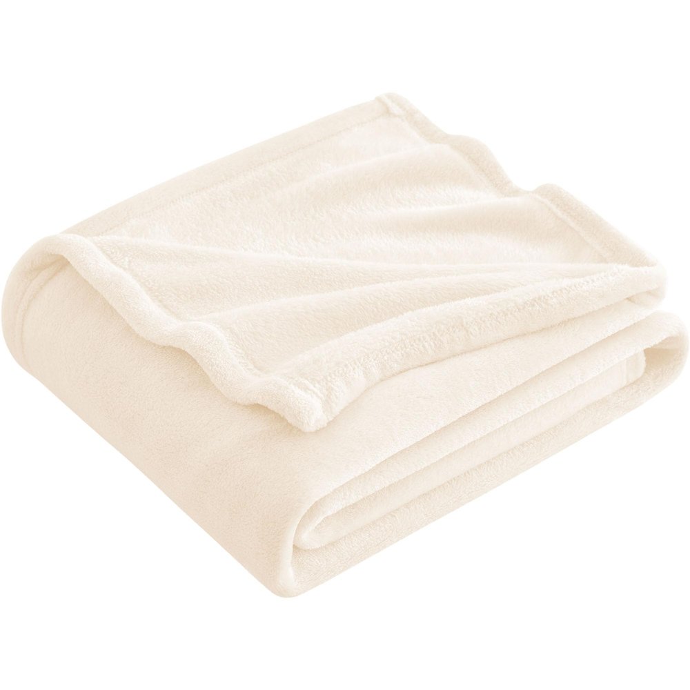 GOUZOO Plush Sofa Throw Blanket 155 x 160 cm, Cream