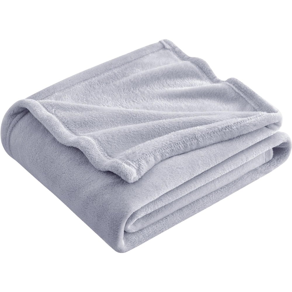 GOUZOO Sofa Throw Blanket 80 x 220 cm, Soft and Fluffy, Silver Gray