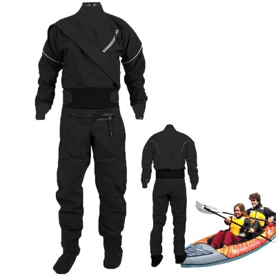 Men's 3-Layer Dry Suit with Latex Neck and Wrist Seals, Black, S