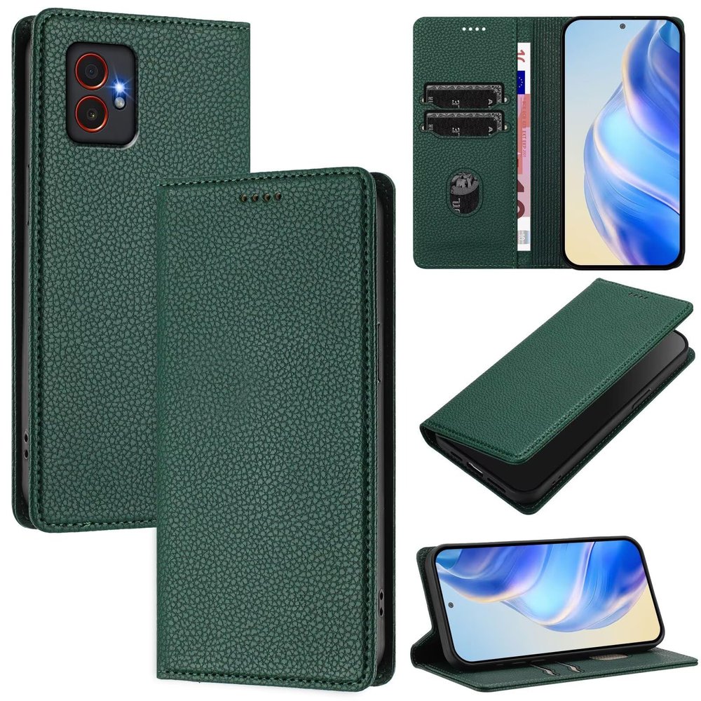 xinyunew Flip Case for Samsung Galaxy XCover 7 Pro, Premium PU Leather Wallet Case with Magnetic Closure, Card Slots and Stand Function, Green