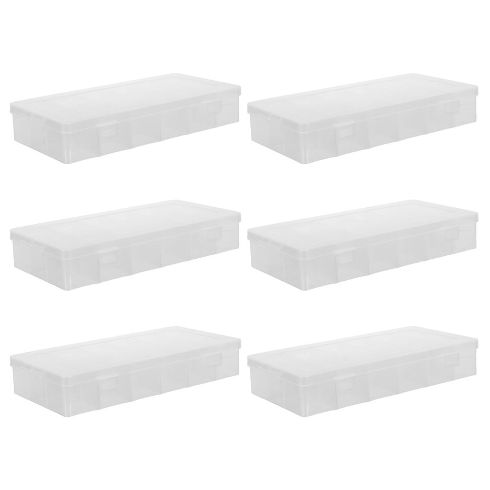 Cabilock 6-Piece Transparent Plastic Storage Set with 18 Adjustable Compartments