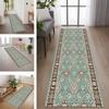 RGLXING Washable Non-Slip Runner Rug, 80 x 350 cm, Cyan/Brown/Red view 1
