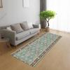 RGLXING Washable Non-Slip Runner Rug, 80 x 350 cm, Cyan/Brown/Red view 2