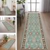RGLXING Washable Non-Slip Carpet Runner, 70 x 350 cm, Cyan/Brown/Red view 1