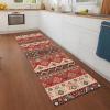 RGLXING Hallway Runner Rug, Non-Slip Absorbent, Washable, 80 x 140 cm, Red and Green view 3