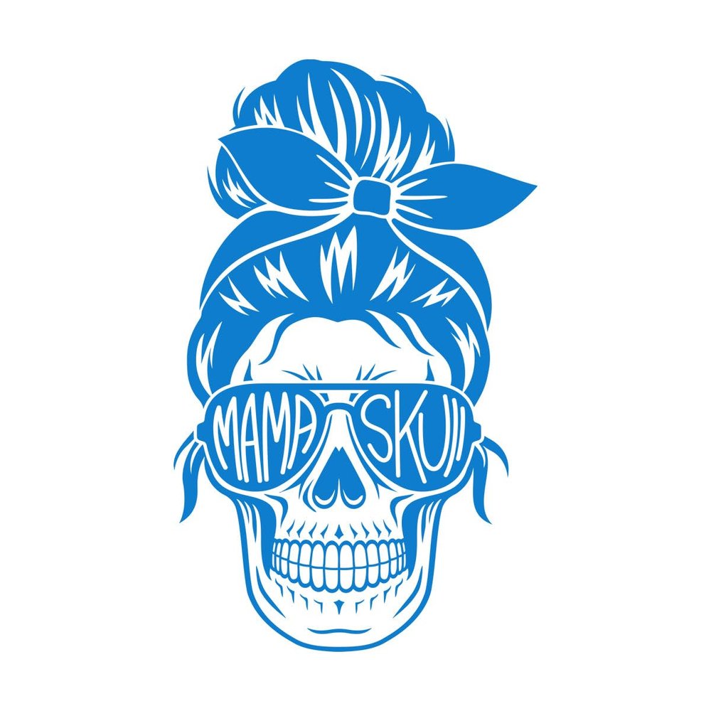 Mama Skull Face Wall Decal 19.8 x 32.3 in Blue Store Decoration