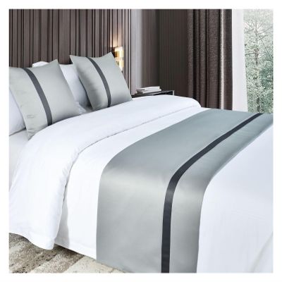 LOKLNEYK Bed Runner, Soft, Colorfast, Solid Satin Bedspread and Foot Towel (Light Gray, 50 × 180 cm for 120 cm Bed)