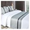 LOKLNEYK Bed Runner, Soft, Colorfast, Solid Satin Bedspread and Foot Towel (Light Gray, 50 × 180 cm for 120 cm Bed) view 1