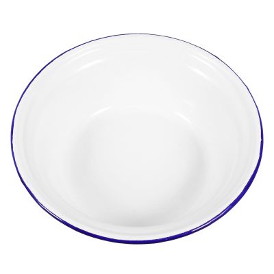 OHPHCALL Vintage Enamel Bowl, Deep White, for Rice and Dough, 1 Piece