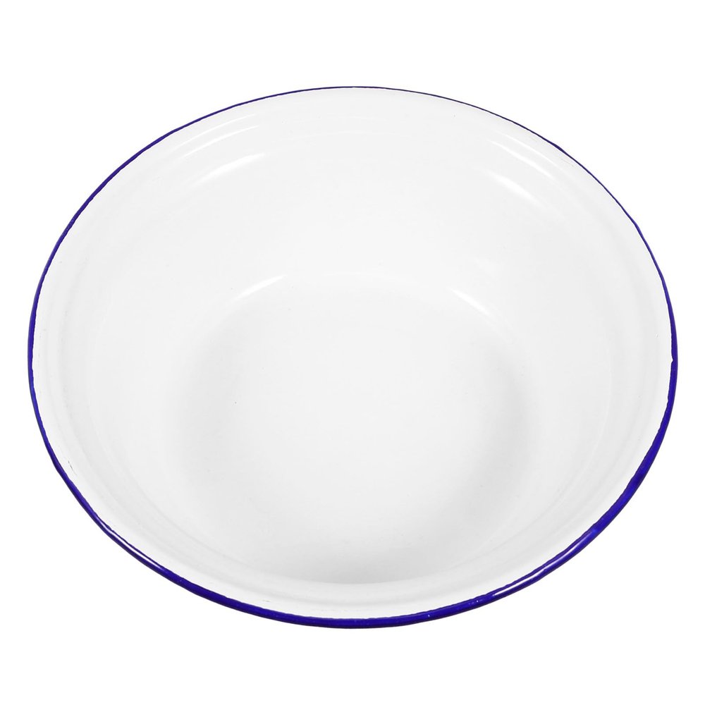 OHPHCALL Vintage Enamel Bowl, Deep White, for Rice and Dough, 1 Piece