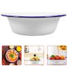 OHPHCALL Vintage Enamel Bowl, Deep White, for Rice and Dough, 1 Piece view 3