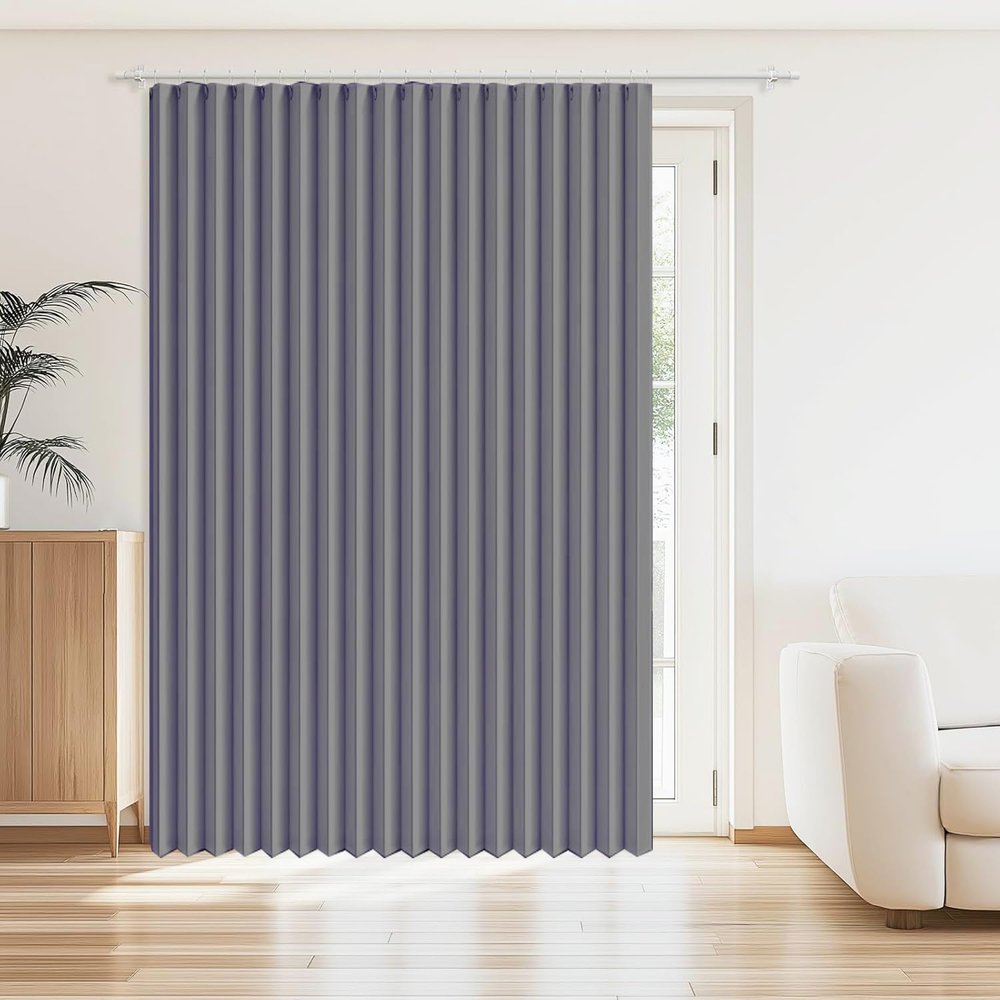 Made-to-Measure Pleated Curtain for Indoors, No Drilling Required, Gray, W300 x H220 cm