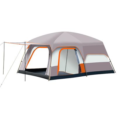 Luxury Camping Tent, Large Family Tent with 2 Bedrooms and Living Room, Beige, L