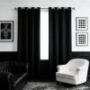WUXXIANG Eyelet Curtain 100 x 135 cm, Blackout, Thermal Insulation, Black view 1