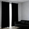 WUXXIANG Eyelet Curtain 100 x 135 cm, Blackout, Thermal Insulation, Black view 2
