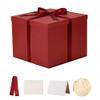 KdmNzoo Gift Box with Lid, 32 x 32 x 25 cm, Extra Large, with Ribbons, Greeting Cards and Raffia Shreds for Red view 1