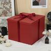 KdmNzoo Gift Box with Lid, 32 x 32 x 25 cm, Extra Large, with Ribbons, Greeting Cards and Raffia Shreds for Red view 4