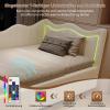 ZSSWSS 90 x 200 cm Upholstered Storage Daybed with Hydraulic Lift and Wave-Shaped Headboard, White Teddy Fleece view 2