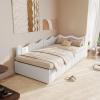 ZSSWSS 90 x 200 cm Upholstered Storage Daybed with Hydraulic Lift and Wave-Shaped Headboard, White Teddy Fleece view 4