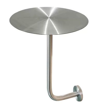 Round Stainless Steel Bistro Table with L-Shaped Wall Mount, Silver Finish