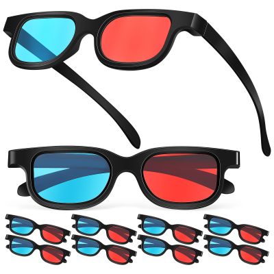 3D Glasses, 10-Pack, Red/Blue ABS/PE for Movies and Games