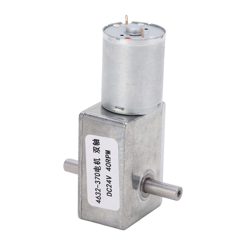 BORDSTRACT 24 V DC Double-Shaft Gear Motor, Self-Locking Speed Reducer with Square Flange, 40 RPM, Reversible Direction for Industrial Automation