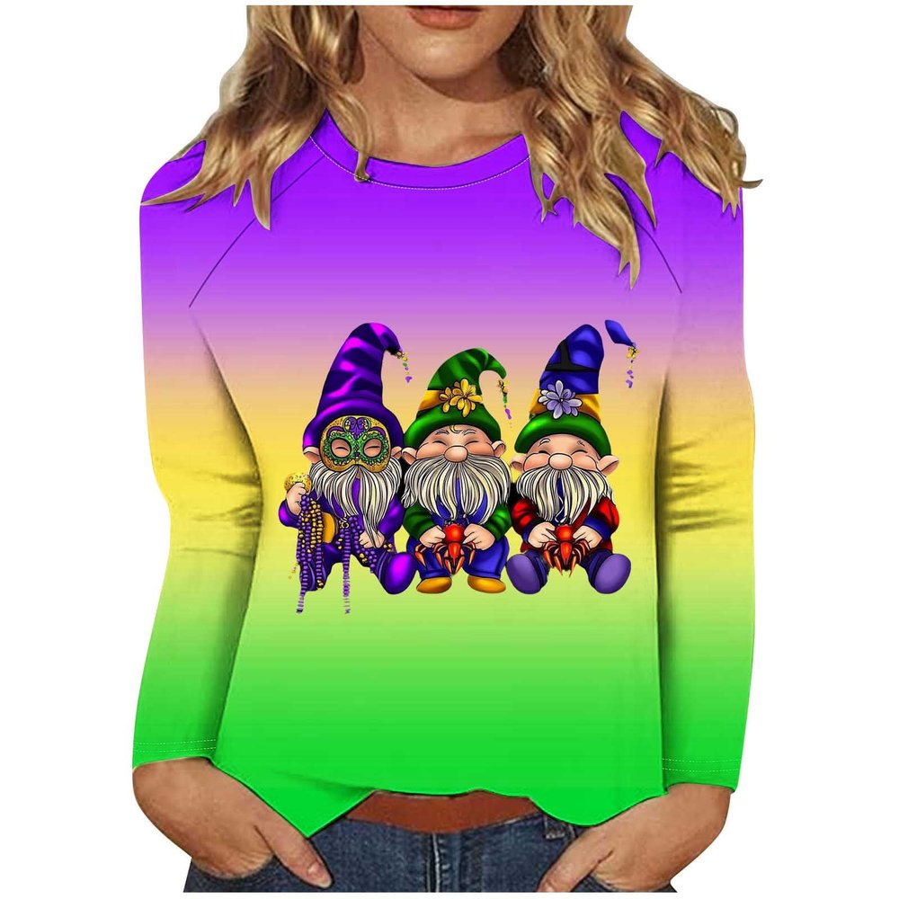 Women's Long-Sleeve 3D-Print Raglan Crew-Neck Top
