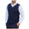 Men's V-Neck Striped Knit Vest, Slim Fit view 2