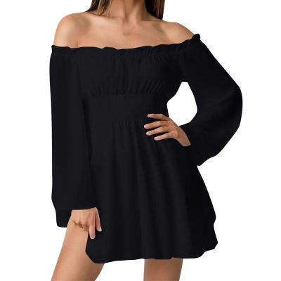 Generic Women's Pirate Costume Dress: Off-Shoulder Ruffle A-Line Dress