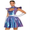 Yiesvsov Women's Alien Astronaut Costume Dress, Metallic Blue, Size L view 2