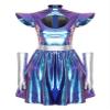 Yiesvsov Women's Alien Astronaut Costume Dress, Metallic Blue, Size L view 3