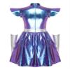 Yiesvsov Women's Alien Astronaut Costume Dress, Metallic Blue, Size L view 4