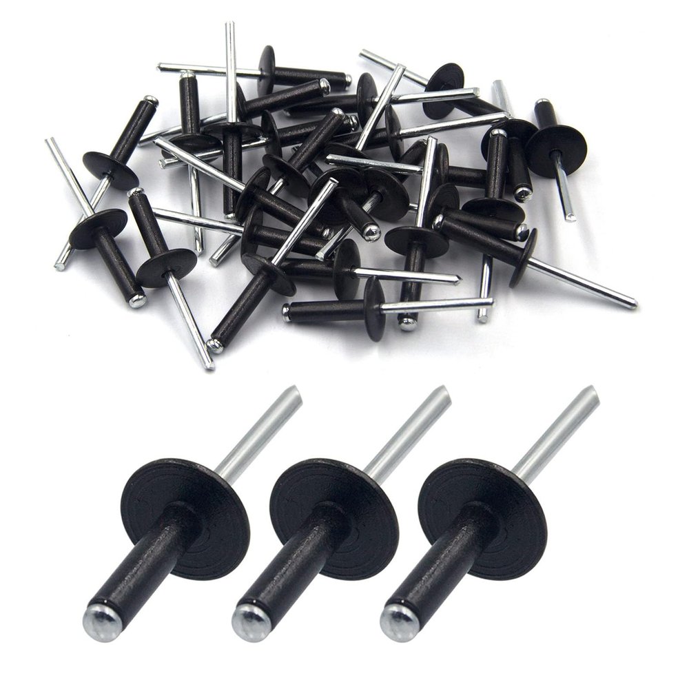 100-Piece Large-Flange Blind Rivets, 3.2 x 10 x 10 mm Dome-Head Pop Rivets