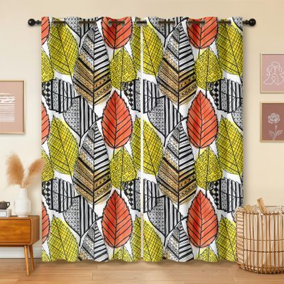 Havenix Colorful Leaves Blackout Curtains with Grommets, 2-Piece Set, 260 x 140 cm