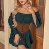 Generic Women's Pirate Costume - Sexy Shoulder Corset Pirate Dress, Medieval Carnival Costume, Summer Dress, Green, S view 2