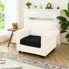 Sfcover U-Shaped Stretch Velvet Sectional Sofa Cover Set with Armrest Covers, Black, Large 1-Seater (1pc) view 2