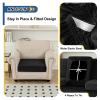 Sfcover U-Shaped Stretch Velvet Sectional Sofa Cover Set with Armrest Covers, Black, Large 1-Seater (1pc) view 4