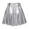 DaPongZhi Women's Metallic Pleated Mini Skater Skirt with Elastic High Waist view 1