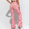 Women's 70s Hippie Flare Pants with Floral Pattern view 2