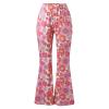 Women's 70s Hippie Flare Pants with Floral Pattern view 3