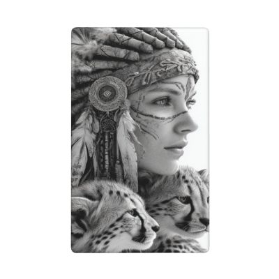 Light Switch Cover with Indigenous Woman and Leopard Pattern, Single Toggle, 1-Gang, 4.5 x 2.8 in