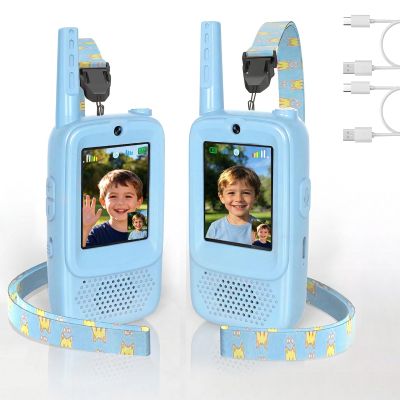 ZealSound Video Walkie-Talkies for Kids, Ages 3–12, 3 Voice Effects, Up to 300 m Range, Rechargeable, Blue/Blue