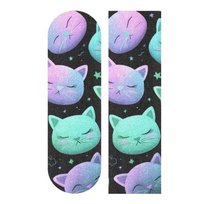 WDdZzyy Cute Chibi 3D Cat Face Skateboard Grip Tape, Non-Slip Roller Grip Tape, 83 x 22.9 cm