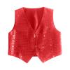 Kids' Sequin Vest, Shiny V-Neck Button-Up Costume Jacket, Ages 2–16 view 2