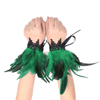 Women's Feather Wrist Cuffs for Gothic Costumes