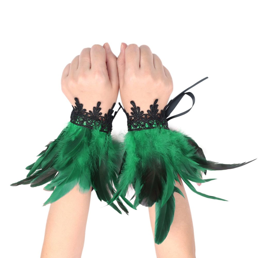 Women's Feather Wrist Cuffs for Gothic Costumes