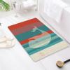 Non-Slip Shower Mat with Drainage, 120 x 120 cm, Rectangular PVC Loofah Mat, Red/Cyan view 1