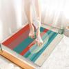 Non-Slip Shower Mat with Drainage, 120 x 120 cm, Rectangular PVC Loofah Mat, Red/Cyan view 2