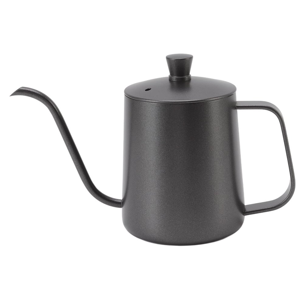 CHHELIHL Long Narrow Coffee Kettle, Black Stainless Steel, 350 ml