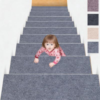 ZXIAOHUI Stair Treads 44 x 96 cm, Self-Adhesive Non-Slip Mats, Soft Cuttable Reusable Carpet